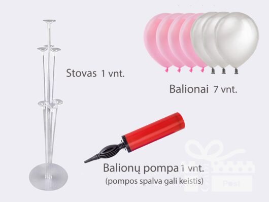 Krikštynų balionai ir balionai šventei bei stovai balionams su balionų pompa