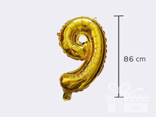9 Balionai - dekoracijos. Foliniai balionai skaičiai 86 cm