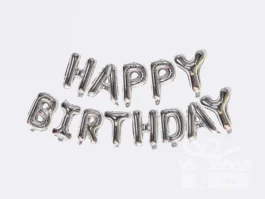 Sidabriniai Happy Birthday balionai